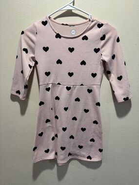 5/20$ Wonder Nation Pink and Black Polka Dot Heart Dress